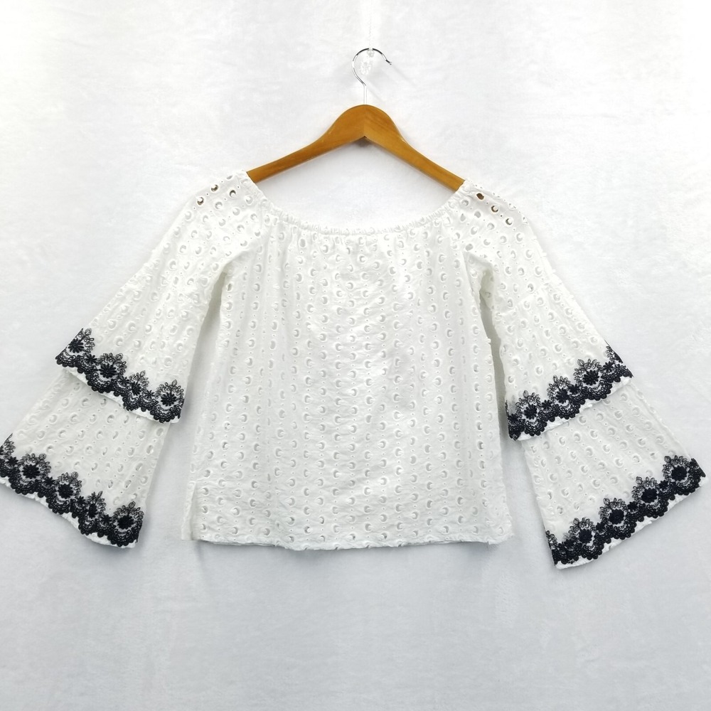 Bailey 44 Blouse Women XS White Embroidered Phlox Eyelet Off-the-Shoulder Top
